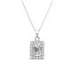 1 - Everlee 6x4 mm Emerald Cut White Sapphire and Round Diamond Halo Pendant Necklace 