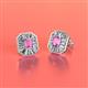 2 - Pamela Iris Emerald Cut Pink Sapphire and Baguette Diamond Milgrain Halo Stud Earrings 