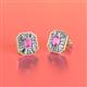 2 - Pamela Iris Emerald Cut Pink Sapphire and Baguette Diamond Milgrain Halo Stud Earrings 