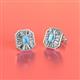 2 - Pamela Iris Emerald Cut Aquamarine and Baguette Diamond Milgrain Halo Stud Earrings 