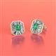 2 - Pamela Iris Emerald Cut Emerald and Baguette Diamond Milgrain Halo Stud Earrings 