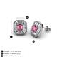 3 - Pamela Iris Emerald Cut Pink Tourmaline and Baguette Diamond Milgrain Halo Stud Earrings 