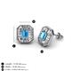 3 - Pamela Iris Emerald Cut Blue Topaz and Baguette Diamond Milgrain Halo Stud Earrings 