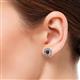 4 - Pamela Iris Emerald Cut Red Garnet and Baguette Diamond Milgrain Halo Stud Earrings 