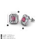 3 - Pamela Iris Emerald Cut Rhodolite Garnet and Baguette Diamond Milgrain Halo Stud Earrings 