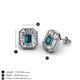 3 - Pamela Iris Emerald Cut London Blue Topaz and Baguette Diamond Milgrain Halo Stud Earrings 