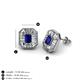 3 - Pamela Iris Emerald Cut Blue Sapphire and Baguette Diamond Milgrain Halo Stud Earrings 