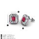 3 - Pamela Iris Emerald Cut Ruby and Baguette Diamond Milgrain Halo Stud Earrings 