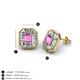 3 - Pamela Iris Emerald Cut Pink Sapphire and Baguette Diamond Milgrain Halo Stud Earrings 