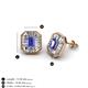 3 - Pamela Iris Emerald Cut Tanzanite and Baguette Diamond Milgrain Halo Stud Earrings 