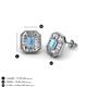 3 - Pamela Iris Emerald Cut Aquamarine and Baguette Diamond Milgrain Halo Stud Earrings 