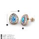 3 - Viola Iris Pear Cut Blue Topaz and Baguette Diamond Milgrain Halo Stud Earrings 