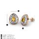 3 - Viola Iris Pear Cut Citrine and Baguette Diamond Milgrain Halo Stud Earrings 