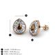 3 - Viola Iris Pear Cut Smoky Quartz and Baguette Diamond Milgrain Halo Stud Earrings 