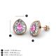 3 - Viola Iris Pear Cut Pink Sapphire and Baguette Diamond Milgrain Halo Stud Earrings 
