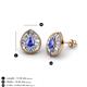 3 - Viola Iris Pear Cut Tanzanite and Baguette Diamond Milgrain Halo Stud Earrings 