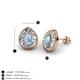 3 - Viola Iris Pear Cut Aquamarine and Baguette Diamond Milgrain Halo Stud Earrings 