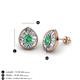 3 - Viola Iris Pear Cut Emerald and Baguette Diamond Milgrain Halo Stud Earrings 