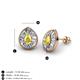 3 - Viola Iris Pear Cut Yellow Sapphire and Baguette Diamond Milgrain Halo Stud Earrings 