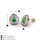 3 - Viola Iris Pear Cut Green Garnet and Baguette Diamond Milgrain Halo Stud Earrings 