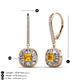 3 - Blossom Iris Princess Cut Citrine and Baguette Diamond Halo Dangling Earrings 