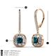 3 - Blossom Iris Princess Cut London Blue Topaz and Baguette Diamond Halo Dangling Earrings 