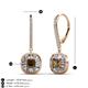 3 - Blossom Iris Princess Cut Smoky Quartz and Baguette Diamond Halo Dangling Earrings 