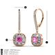 3 - Blossom Iris Princess Cut Pink Sapphire and Baguette Diamond Halo Dangling Earrings 