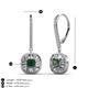 3 - Blossom Iris Princess Cut Created Alexandrite and Baguette Diamond Halo Dangling Earrings 