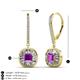3 - Blossom Iris Princess Cut Amethyst and Baguette Diamond Halo Dangling Earrings 