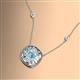 2 - Blossom Iris Princess Cut Aquamarine and Baguette Diamond Milgrain Halo Pendant Necklace with Diamond Stations 