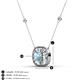 3 - Blossom Iris Princess Cut Aquamarine and Baguette Diamond Milgrain Halo Pendant Necklace with Diamond Stations 