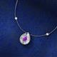 2 - Viola Iris 0.56 ctw Pear Cut Amethyst and Baguette Diamond Milgrain Halo Pendant Necklace with Diamond Stations 