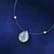 2 - Viola Iris 0.59 ctw Pear Cut Blue Topaz and Baguette Diamond Milgrain Halo Pendant Necklace with Diamond Stations 