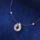 2 - Viola Iris 0.64 ctw Pear Cut Red Garnet and Baguette Diamond Milgrain Halo Pendant Necklace with Diamond Stations 