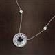 2 - Lillac Iris Round Black Diamond and Baguette White Diamond Milgrain Halo Pendant Necklace with Diamond Stations 