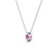2 - Arela 4.40 mm Round Pink Sapphire Donut Bezel Solitaire Pendant Necklace 