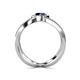 4 - Carole Rainbow Round Blue Sapphire and Diamond Criss Cross X Halo Engagement Ring 