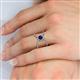 5 - Carole Rainbow Round Blue Sapphire and Diamond Criss Cross X Halo Engagement Ring 