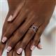 6 - Carole Rainbow Round Blue Sapphire and Diamond Criss Cross X Halo Engagement Ring 