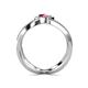 4 - Carole Rainbow Round Rhodolite Garnet and Diamond Criss Cross X Halo Engagement Ring 