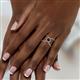 6 - Carole Rainbow Round Blue Sapphire and Diamond Criss Cross X Halo Engagement Ring 