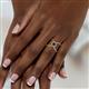 6 - Carole Rainbow Round Black and White Diamond Criss Cross X Halo Engagement Ring 