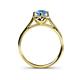 5 - Myrna Round Blue Topaz and Diamond Halo Engagement Ring 
