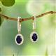 2 - Ilona Oval Cut Blue Sapphire and Diamond Halo Dangling Earrings 