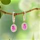 2 - Ilona Oval Cut Pink Sapphire and Diamond Halo Dangling Earrings 