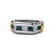 1 - Brad Round London Blue Topaz and Lab Grown Diamond 7 Stone Men Wedding Ring 