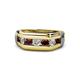 1 - Brad Round Red Garnet and Lab Grown Diamond 7 Stone Men Wedding Ring 