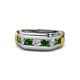 1 - Brad Round Green Garnet and Lab Grown Diamond 7 Stone Men Wedding Ring 
