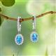 2 - Ilona Oval Cut Blue Topaz and Diamond Halo Dangling Earrings 
